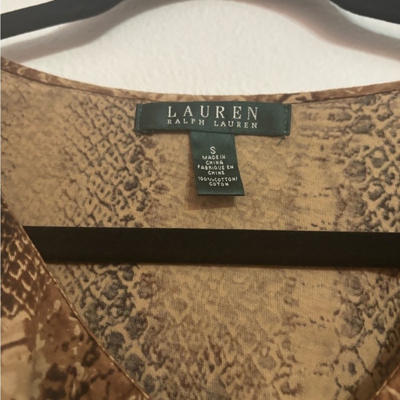 Lauren Ralph Lauren Snake Print Ruffle Trim Sleeveless Top Size Small - Picture 5 of 9